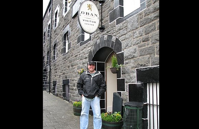 The entrance to the Oban whiskey distillery in Scotland. 